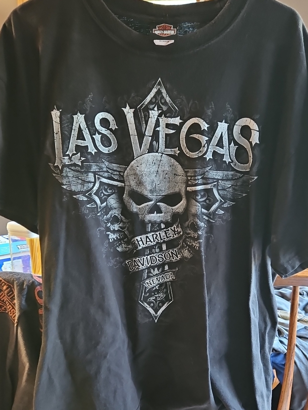 Harley-Davidson Black Las Vegas Skull Graphic Short Sleeve Tee